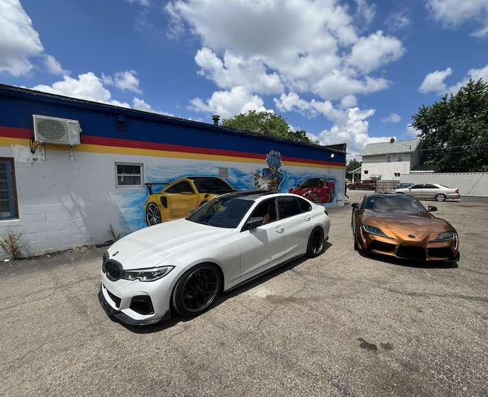 Vehicles outside the Budget Auto Fix shop